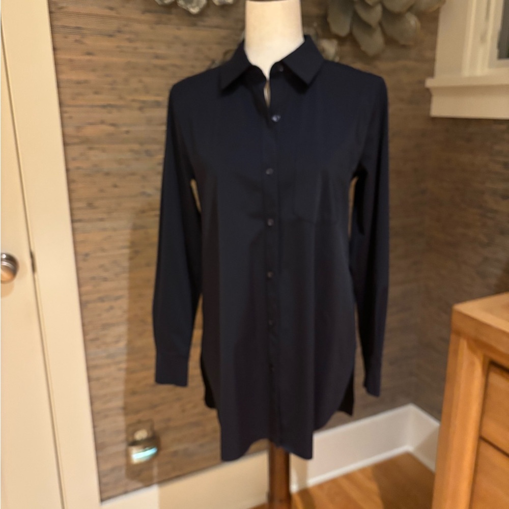 Women’s Navy Oversized Button-Up Shirt